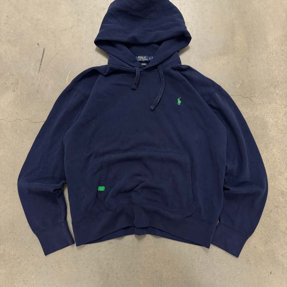 Polo Ralph Lauren Performance Hoodie Navy Green Pony Size L